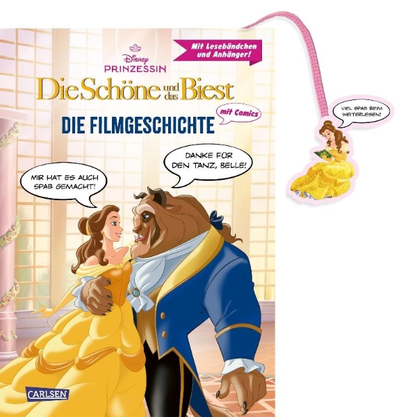 Buchcover und Innenansicht für das Buch: Disney: Die Schöne und das Biest  - Die Filmgeschichte mit Comics