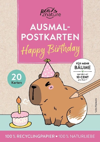Buchcover und Innenansicht für das Buch: Ausmal-Postkarten Happy Birthday