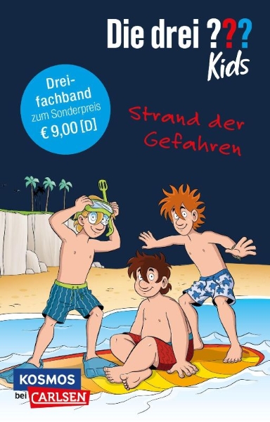 Buchcover und Innenansicht für das Buch: Die drei ??? Kids: Strand der Gefahren - Dreifachband