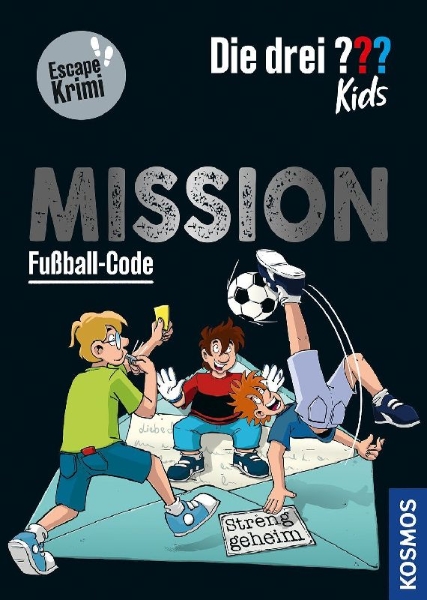 Buchcover und Innenansicht für das Buch: Die drei ??? Kids, Mission Fußball-Code