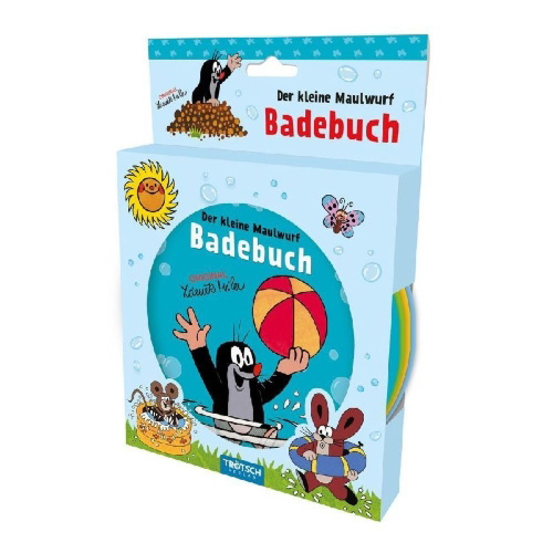 Buchcover und Innenansicht für das Buch: TRÖTSCH - Der kleine Maulwurf Badebuch