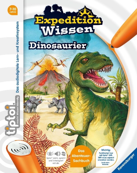 Buchcover und Innenansicht für das Buch: tiptoi® Expedition Wissen: Dinosaurier