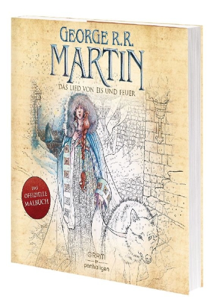 Buchcover und Innenansicht für das Buch: George R.R. Martin's Official A Game of Thrones Coloring Book