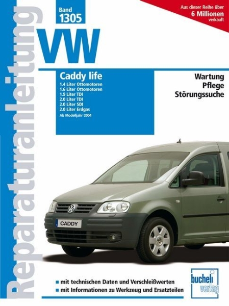 Buchcover und Innenansicht für das Buch: VW Caddy life ab Modelljahr 2004