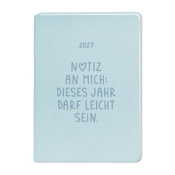 Buchcover und Innenansicht für das Buch: Terminplaner Lederlook 2027 Hellblau