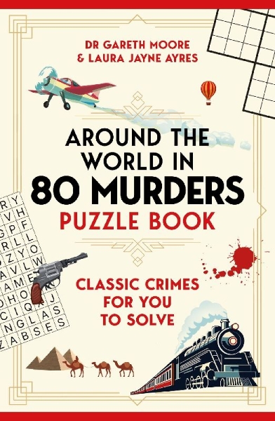 Buchcover und Innenansicht für das Buch: Around the World in 80 Murders Puzzle Book