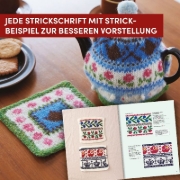 Buchcover und Innenansicht für das Buch: Flower Knitting. 100 Cute Flower and Fruit Motifs