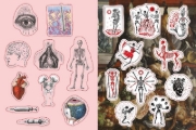 Buchcover und Innenansicht für das Buch: Kuriositäten & Seltsamkeiten - Stickerbuch