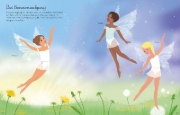 Buchcover und Innenansicht für das Buch: Mein großes Anziehpuppen-Stickerbuch: Feen-Ballett und Tanzende Feen