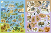 Buchcover und Innenansicht für das Buch: Wieso? Weshalb? Warum? Stickerheft: Heimische Tiere