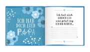 Buchcover und Innenansicht für das Buch: Das Erinnerungsbuch für den besten Papa der Welt. Ausfüllbuch zum Verschenken für den Papa zum Geburtstag, oder Vatertag. Liebevolle Geschenkidee für Papa von Tochter und Sohn. Geschenkbuch