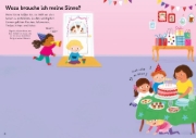 Buchcover und Innenansicht für das Buch: Mein Immer-wieder-Stickerbuch: Körper, Sinne und Gefühle