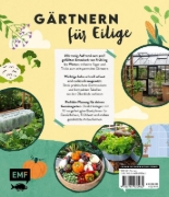 Buchcover und Innenansicht für das Buch: Keine Zeit zu gärtnern - Gemüse länger ernten in Gewächshaus, Frühbeet & Co.