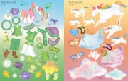 Buchcover und Innenansicht für das Buch: Mein Anziehpuppen-Stickerbuch: Regenbogen-Einhörner
