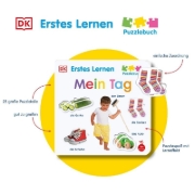 Buchcover und Innenansicht für das Buch: Erstes Lernen Puzzlebuch. Mein Tag