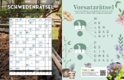 Buchcover und Innenansicht für das Buch: Das Garten-Rätselbuch - Mit Profi-Tipps von "mein schöner Garten" für das ganze Jahr