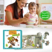 Buchcover und Innenansicht für das Buch: Trötsch Pettersson und Findus Pappenbuch Puzzlebuch
