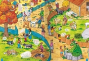 Buchcover und Innenansicht für das Buch: Wimmeln, Rätseln, Stickern: Tiere