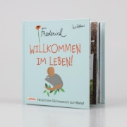 Buchcover und Innenansicht für das Buch: Willkommen im Leben! Herzlichen Glückwunsch zum Baby! (Frederick von Leo Lionni)