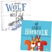 Buchcover und Innenansicht für das Buch: Die Streithörnchen / Kleiner Wolf in weiter Welt (Audio-CD)