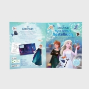Buchcover und Innenansicht für das Buch: Disney Die Eiskönigin: Mein liebstes Bastelbuch - Zauberhafter Bastelspaß und Ausmalbilder