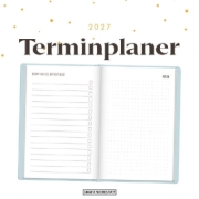Buchcover und Innenansicht für das Buch: Terminplaner Lederlook 2027 Hellblau
