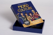 Buchcover und Innenansicht für das Buch: Mord Couture. Krimi-Rollenspiel und Kochbuch. Das perfekte Krimi-Event für Zuhause. Für 6 Spieler ab 12 Jahren