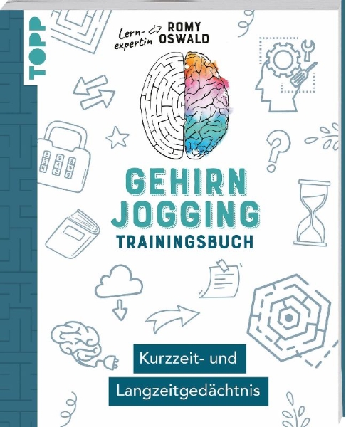 Buchcover und Innenansicht für das Buch: Gehirnjogging - Trainingsbuch: Kurzzeit- und Langzeitgedächtnis