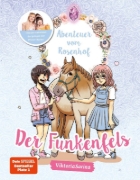 Buchcover und Innenansicht für das Buch: Abenteuer vom Rosenhof. Der Funkenfels