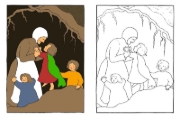 Buchcover und Innenansicht für das Buch: Etwas von den Wurzelkindern: Jahreszeiten-Malbuch