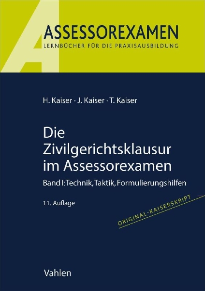 Buchcover und Innenansicht für das Buch: Die Zivilgerichtsklausur im Assessorexamen