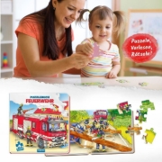 Buchcover und Innenansicht für das Buch: Trötsch Pappenbuch Puzzlebuch Feuerwehr