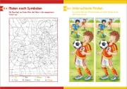 Buchcover und Innenansicht für das Buch: Extradicker Rätselspaß für Fußballfans