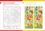Buchcover und Innenansicht für das Buch: Extradicker Rätselspaß für Fußballfans