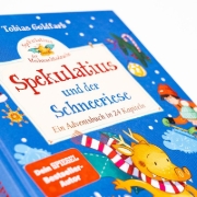 Buchcover und Innenansicht für das Buch: Spekulatius, der Weihnachtsdrache. Spekulatius und der Schneeriese