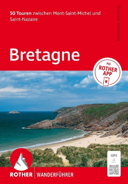 Buchcover und Innenansicht für das Buch: ROTHER Wanderführer Bretagne. 50 Touren zwischen Mont-Saint-Michel und Saint-Nazaire