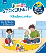 Buchcover und Innenansicht für das Buch: Wieso? Weshalb? Warum? junior Stickerheft - Kindergarten