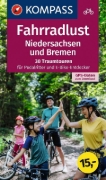 Buchcover und Innenansicht für das Buch: KOMPASS Fahrradlust Niedersachsen