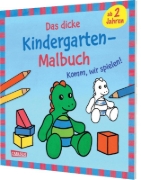 Buchcover und Innenansicht für das Buch: Ausmalbilder für Kita-Kinder: Das dicke Kindergarten-Malbuch: Komm, wir spielen!