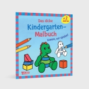 Buchcover und Innenansicht für das Buch: Ausmalbilder für Kita-Kinder: Das dicke Kindergarten-Malbuch: Komm, wir spielen!