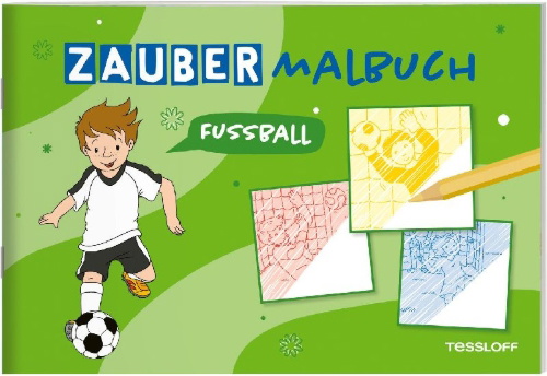 Buchcover und Innenansicht für das Buch: Zaubermalbuch. Fußball