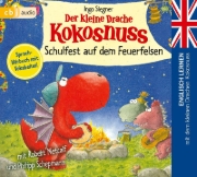 Buchcover und Innenansicht für das Buch: Der kleine Drache Kokosnuss - Schulfest auf dem Feuerfelsen