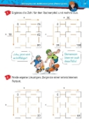 Buchcover und Innenansicht für das Buch: Die drei ??? Kids: Mein Übungsheft Mathe 2. Klasse - Rechnen bis 100