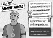 Buchcover und Innenansicht für das Buch: Mein Fußballheld Lamine Yamal - Seine Geschichte, seine Spiele, seine Rekorde
