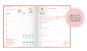 Buchcover und Innenansicht für das Buch: Yoga Fitness-Tagebuch & Ernährungstagebuch für Frauen | Body & Soul Special Edition | gesund und fit im 12 Wochen Programm