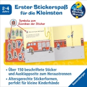 Buchcover und Innenansicht für das Buch: Wieso? Weshalb? Warum? junior Stickerheft - Feuerwehr