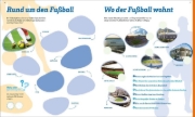 Buchcover und Innenansicht für das Buch: WAS IST WAS Rätseln und Stickern: Fußball