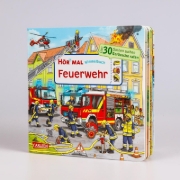 Buchcover und Innenansicht für das Buch: Hör mal (Soundbuch): Wimmelbuch: Feuerwehr