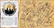 Buchcover und Innenansicht für das Buch: Harry Potter: Marauder's Map Guide to Hogwarts