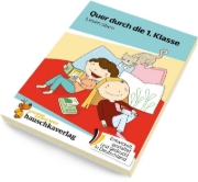 Buchcover und Innenansicht für das Buch: Quer durch die 1. Klasse, Lesen üben - A5-Übungsblock